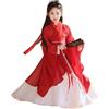 Uplateng Ragazze Cinesi Hanfu Bambini Tradizionale Retrò Hanfu Tang Suit Principessa Abito Camicia a Maniche Larghe Hanfu Scelte Multiple 110-160 (red,numeric_130)