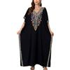 YouKD Wemen Boho lungo caftano abito maxi cardigan taglia unica loungewear bikini copricostume, U Nero, Taglia unica