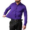 Generic Camicie casual da uomo, a maniche lunghe, elasticizzate, con abbottonatura integrale, a quattro lati, senza pieghe, Viola scuro, 4XL