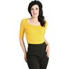 Hell Bunny Philippa Top Donna Maglia Maniche Lunghe Giallo Senape L 95% Cotone, 5% elasthane Slim Fit