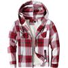 JACKETOWN Giacca Uomo in Pile Con Cappuccio Camicia in Flanella a Quadri Giacca Intermedia Calda E Imbottita Giacca Casual Con Tasche Ideale per Autunno E Inverno