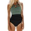 CUPSHE Costume da Bagno Intero da Donna con Collo Alto e Controllo della Pancia