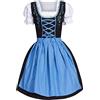 KBOPLEMQ Dirndl - Abito tradizionale bavarese da donna, per Oktoberfest, per occasioni speciali, abito tradizionale Dirndl, abito corto per Oktoberfest, tre pezzi, Blu, M