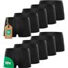 Kemes Boxer da uomo, confezione da 10 pezzi, cotone nero, mutande traspiranti, Nero , M
