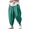 WAZHAKU Pantaloni Harem da Uomo Baggy Aladin, Stile Giapponese, per il Tempo Libero, Jogging, Cinesi, Hippie Yoga, Palloncino Bloomer, Casual, Verde