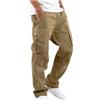 YAOHUOLE Pantaloni lunghi da uomo, vestibilità regolare, con tasche, elastico in vita