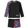 weVSwe Ragazze Rash Guard UPF 50+ Costume da Bagno Protettivo Mermaid Scale Long Sleeve Boxer Shorts Costume da Bagno A Due Pezzi Black Rainbow 14 Anni
