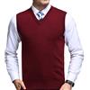 FULIER Gilet da Uomo Inverno V-Collo Senza Maniche Gilet Classico attività Commerciale Signore Maglieria Panciotto Maglione Cardigan Canotte (S, Rosso)