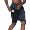 HMIYA Pantaloncini da Running da Uomo 2 in 1 Sportivi Shorts Leggeri e Traspirante Palestra Corsa Calzoncini con Zip Tasche(Grigio Scuro,EU-4XL/US-3XL)