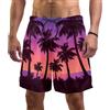 Abenily Costume da bagno da uomo con silhouette di palma tropicale viola tramonto con 2 tasche Surf Beach Shorts traspirante fodera in rete ad asciugatura rapida Multicolore L