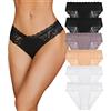 READY TO LOVE Mutande in Cotone e Pizzo Sexy Donna - Culotte Intimo Seducente - Set Vita Bassa Underwear - Pacco da 6