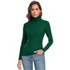Qaffier Maglia da donna a maniche lunghe, casual, leggera, a collo alto, aderente, termica, a strati attivi