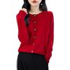 Chanyarn Cardigan Girocollo da Donna 100% Lana Merino Primavera Maniche Lunghe Senza Cuciture Maglia Cardigan Maglione
