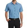 HISDERN Camicia Uomo Maniche Corte Blu Camicie Estive Uomo Elegante Formale Camicia Cotone Casual Regular Fit L