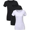 LiKing T-Shirt Donna Maglietta con Scollo Rotondo Cotone Maniche Corte Tee Top Pacco da 1/3 6101