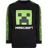 MINECRAFT - Felpa Girocollo Nera - Regali Ragazzi - Pigiami Merce Gaming - Compleanno Gioco Maglietta Merce età 11/12