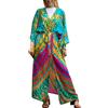 YOUKD Cardigan da donna in cotone bohemien lungo kimono spiaggia costume da bagno coprire vestito plus size abito, E arcobaleno. Taglia unica