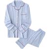 Rfmfkkg Casual Coppia Solido Pigiama Set Manica Lunga Sleepwear Uomini Button Down Pjs Set Due Pezzi, Donna Azzurro, M