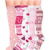 HIPOWER 5 paia di calze a compressione, da uomo e da donna, colorate, per sport, a compressione