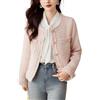 Goolecrimp Cappotto da Donna Vintage in Tweed a Maniche Lunghe con Bottoni Giacca Casual Cappotto Corto Sottile Top Cardigan Manica Lunga Blazer Elegante Cappotto a Pieghe Senza Colletto