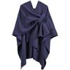 Ehuihuan Poncho Mantella Donna Invernale Elegante, Poncho Maglione da Donna con Frangia, Mantella Scialle Caldo Grande Sciarpa, 130x150cm (IT, Testo, Taglia unica, Regular, Regular, Blu navy)