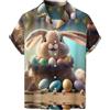 Generic CHUNOTU - Camicie pasquali da uomo con bottoni, con stampa 3D di uova e coniglio, camicia a maniche corte per l'estate hawaiana per la spiaggia e le vacanze, Annuncio, M