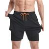 maamgic Costume Uomo Mare 2-in-1 Asciugatura Rapida Slip Interno | Tessuto elasticizzato in quattro direzioni, Pantaloncini da bagno 2 in 1, con tasche con cerniera, per Spiaggia Sportivi