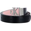 Calvin Klein Jeans Cintura Donna Round Mono Plaque Rev Belt 3 cm in Pelle, Black / Pink Blush, 135 cm