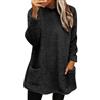 Generisch Maglione da donna, extra lungo, con orsacchiotto, maglione lungo, oversize, in peluche, a girocollo, a maniche lunghe, per il tempo libero, caldo, a maniche lunghe, larga, tinta unita