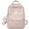 WREWING Zaino estetico Kawaii per ragazze, grazioso zaino per la scuola preppy con ciondolo, elegante borsa per libri per bambini, adolescenti, scuola elementare e media, rosa, M