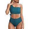 Wantonfy Bikini Donna Una Spalla Costume Due Pezzi Vita Alta | spiaggia, estivo, beachwear, elegante, sexy