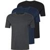 SalGiu Maglia Intima Taglie Forti (3 Pezzi) 100% Caldo Cotone Uomo Felpata Mezza Manica Girocollo Invernale (6, Blu Nero Grigio)