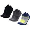 DANISH ENDURANCE Calzini da Running Corti, 3 o 5 Paia, Multicolore (1x nero, 1 x grigio, 1 x blu/giallo fluo), 43-47