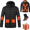 HAOLEI Giacca Riscaldata Uomo Donna 3 Temperature Giacche Riscaldate 21 Giubbotto Riscaldante con Cappuccio Elettrica Intelligente a Costante USB per Controlli Moto Sci Caccia all'aperto in Campeggio