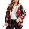 Generisch Giacca da donna con fodera in orsacchiotto e cappuccio - Giacca imbottita a quadri in stile taglialegna | Morbida shacket per un look rustico autunnale