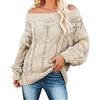 Generic Maglione con spalle scoperte a maniche lunghe taglie forti maglioni rosa per le donne UK Plus Size maglione allentato maglione casual morbido maglione leggero tunica camicia a maniche lunghe maglioni