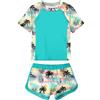 Fanient Costume da Bagno per Bambine per Il Bagno in Spiaggia Maglietta Anti-UV per Adolescenti Muta con Stampa Verde A Forma di Albero di Cocco 11-12 Anni 12T