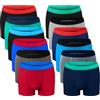 Bonjour® - Boxer per bambini, in cotone elasticizzato, 5-13 anni, confezione da 6/12 assortiti 7-8 Anni