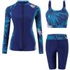 Ausing Costume da bagno a 3 pezzi, da donna, protezione solare, set rashguard a maniche lunghe + pantaloncini+Tankini Surf Beach