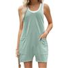 Generico Tuta estiva casual da donna, tuta corta ampia senza maniche, tuta premaman Lahloya, con tasche (light green,L)