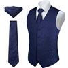 HISDERN Set di gilet e cravatta jacquard floreali classici da uomo in paisley floreale e tasca quadrata