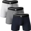 Giovici Boxer da uomo in bambù, anti sfregamento, morbidi e confortevoli, gamba lunga, confezione multipla - tecnologia traspirante, blu, bianco, grigio, XXL