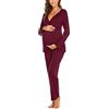Mxssi Pigiama da allattamento da donna, a due pezzi, a maniche lunghe, slim fit, pigiameria, multifunzionale, per autunno e inverno, allattamento
