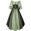 Richymfa Vestito Medievale Donna Rinascimentale Taglie Forti Abito da Sera Manica Corta Elegante Vestito da Ballo Lungo Slim Fit Vintage Costumi Medioevo Regina Vittoriana per Carnevale