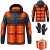 HAOLEI Giacca Riscaldata Uomo Donna 3 Temperature Giacche Riscaldate 21 Giubbotto Riscaldante con Cappuccio Elettrica Intelligente a Costante USB per Controlli Moto Sci Caccia all'aperto in Campeggio
