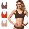 FOCENZA Reggiseno Donna Senza Ferretto 3 Pezzi, Brassiere con Spallina Larga in Microfibra Elasticizzata in Vari Colori, Made in Italy (Rosso-Cioccolato-Nudo, S-M)