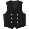 WWricotta Gilet da Abito Formale Doppiopetto a 4 Bottoni per Ragazzo/A