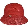 Seeberger Cappello di Paglia Uni Crochet Donna - da Giardiniere Sole Cappelli Spiaggia Primavera/Estate Primavera Estate - Taglia Unica Rosso