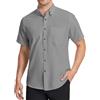 HISDERN Camicia Uomo Oxford Maniche Corte Grigio Button Down Camicie Uomo Estiva da Ufficio Manica Corta con Tasca vestibilità Regolare, S