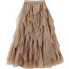 Kimily-UK Gonna in Tulle delle Donne a Vita Elastica Gonne Lunghe a Strati Multi-Layer Porm Gonne plissettate Mesh Tutu Gonne Puffy A-Line Principessa Elegante Vintage Party Maxi Gonne